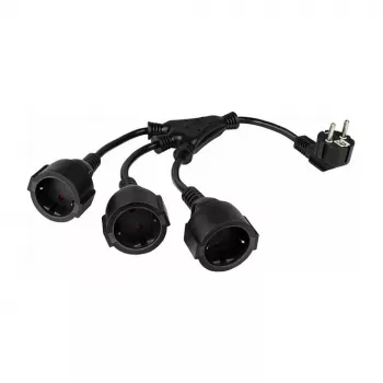Kabelmeister SK0103-S002 regleta de 3 tomas Schuko, conector acodado 90°, cable de 0,2 m, negra