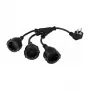 Kabelmeister SK0103-S002 regleta de 3 tomas Schuko, conector acodado 90°, cable de 0,2 m, negra