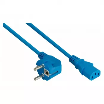 KABELMEISTER SK0130-B050 Cable de alimentación Schuko acodado a C13, azul, 5 m