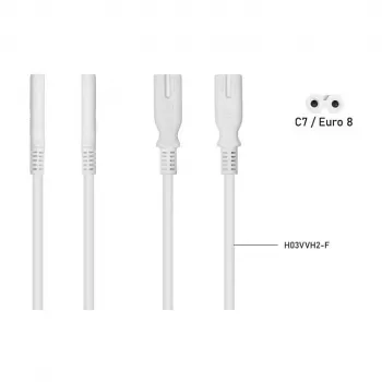 KABELMEISTER SK0877-W003 cable divisor de alimentación IEC C8 a 2x IEC C7, 0,3 m, negro