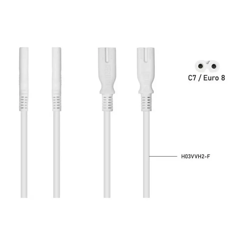 KABELMEISTER SK0877-W003 cable divisor de alimentación IEC C8 a 2x IEC C7, 0,3 m, negro