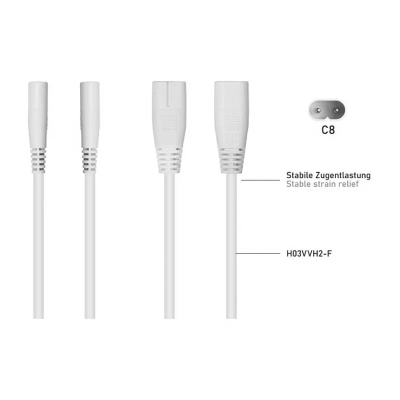 KABELMEISTER SK0877-W003 cable divisor de alimentación IEC C8 a 2x IEC C7, 0,3 m, negro
