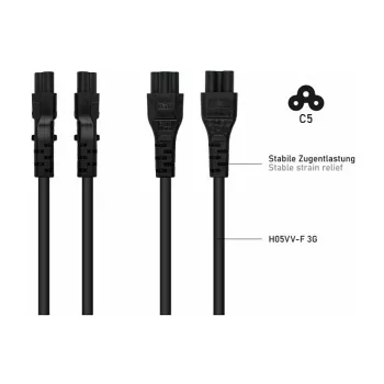 Kabelmeister SK6505-S018 Cable de alimentación - Enchufe italiano tipo I a IEC C5, Negro, 1,8m