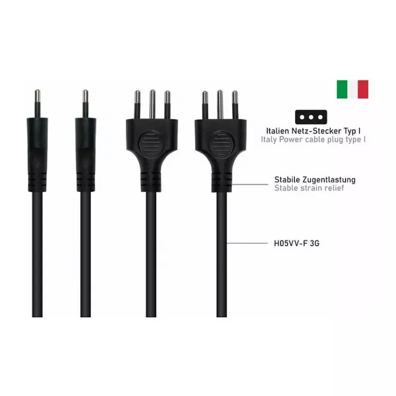 Kabelmeister SK6505-S018 Cable de alimentación - Enchufe italiano tipo I a IEC C5, Negro, 1,8m