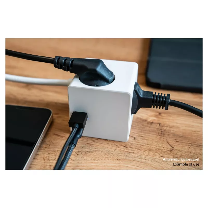 kabelmeister regleta cubo 3 tomas con USB-C y USB-A, blanco, 2m