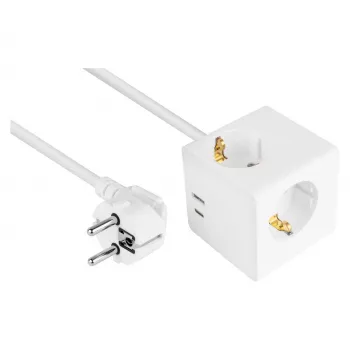 kabelmeister regleta cubo 3 tomas con USB-C y USB-A, blanco, 2m
