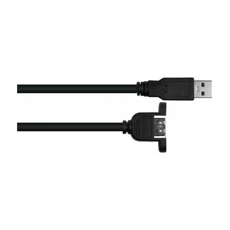 Kabelmeister cable alargador USB 2.0, Type-A conector macho a Type-A conector hembra panel-mount, 1 m, negro
