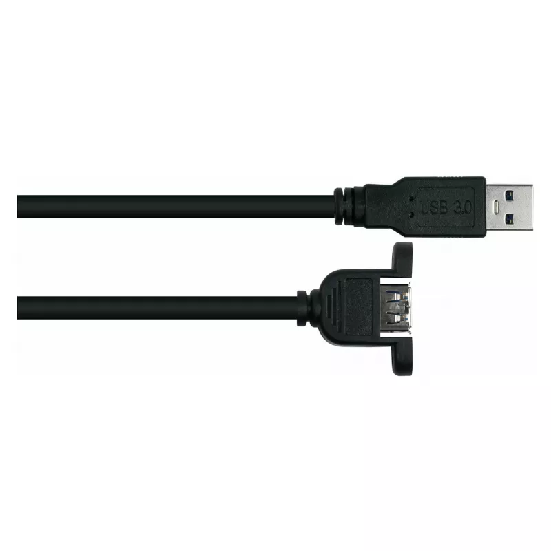 Cable de extensión USB 3.0 Kabelmeister, montaje en panel, conector macho Type-A a conector hembra Type-A, 0,3 m, negro, certificado UL