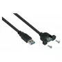 Kabelmeister Cable de extensión USB 3.0 para montaje en panel – conector macho Type-A a conector hembra, 3 m, negro (certificado UL)