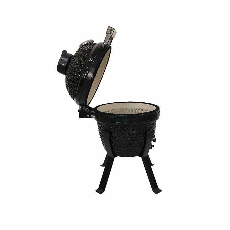 Barbacoa cerámica Kamado Bono Picnic 13 pulgadas Kamado de carbón con carro, carbón, negra