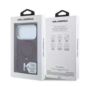 Karl Lagerfeld IML Ring Stand 360 Kameo Metal Funda MagSafe para iPhone 18 Pro / 17 Pro - Burdeos