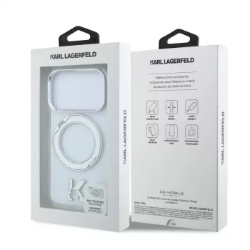 Funda MagSafe Karl Lagerfeld IML Ring Stand 360 Kameo Metal para iPhone 18 Pro / 17 Pro - transparente