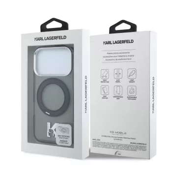 Karl Lagerfeld IML Ring Stand 360 Kameo Metal Funda MagSafe para iPhone 18 Pro Max / 17 Pro Max - Negra