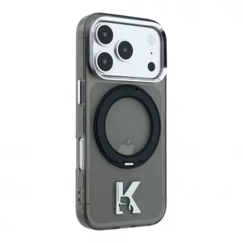 Karl Lagerfeld IML Ring Stand 360 Kameo Metal Funda MagSafe para iPhone 18 Pro Max / 17 Pro Max - Negra