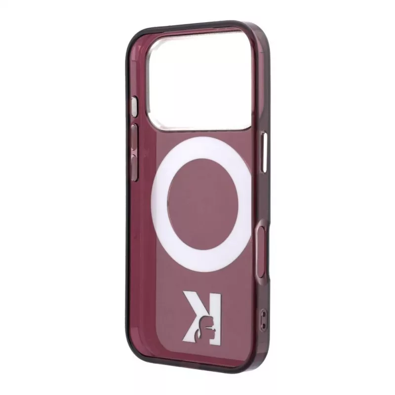 Karl Lagerfeld IML Ring Stand 360 Kameo Metal Funda MagSafe para iPhone 18 Pro Max / 17 Pro Max Burgundy