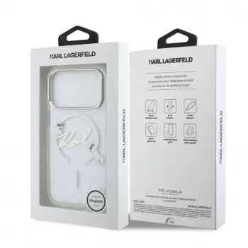 Karl Lagerfeld IML Karl Script Logo MagSafe Funda rígida para Apple iPhone 18 Pro, transparente