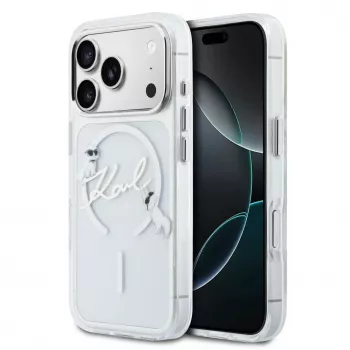Karl Lagerfeld IML Karl Script Logo MagSafe Funda rígida para Apple iPhone 18 Pro, transparente