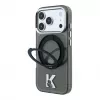 Funda MagSafe Karl Lagerfeld IML Ring Stand 360 Kameo Metal para iPhone 18 Pro / 17 Pro - negra