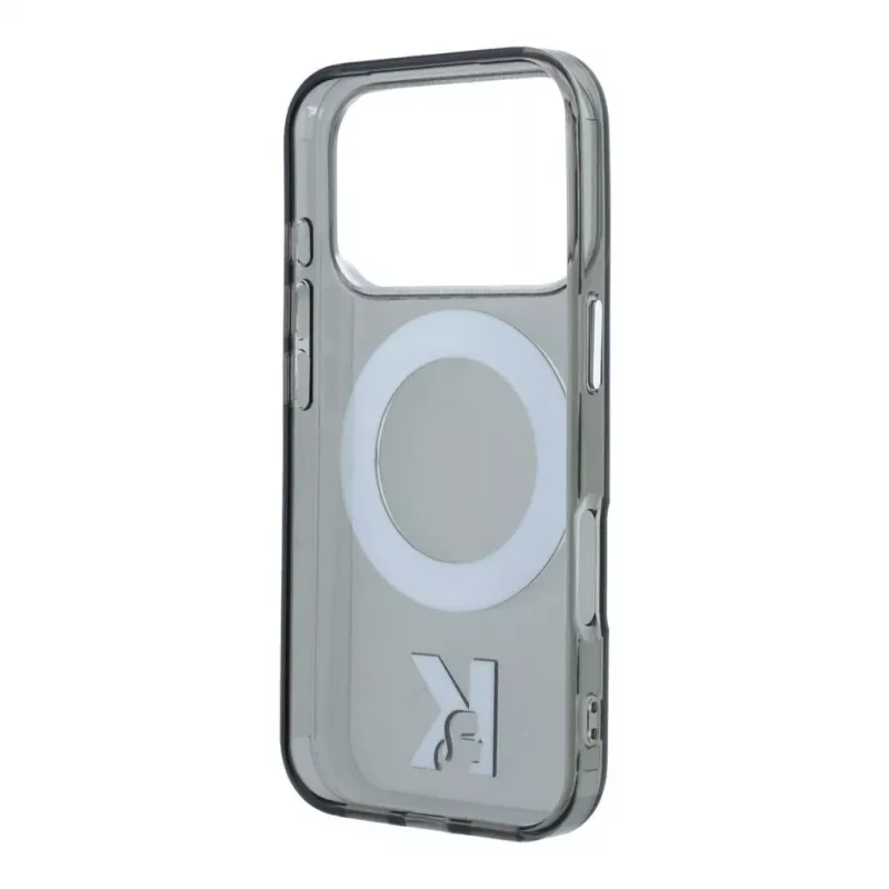 Funda MagSafe Karl Lagerfeld IML Ring Stand 360 Kameo Metal para iPhone 18 Pro / 17 Pro - negra