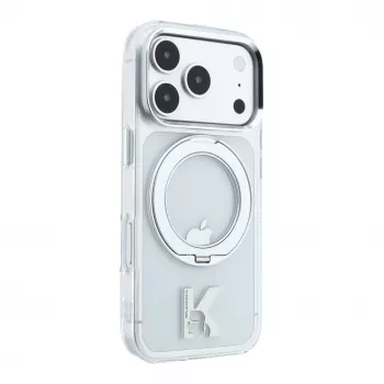 Funda transparente MagSafe Karl Lagerfeld IML Ring Stand 360 Kameo Metal para iPhone 18 Pro Max / 17 Pro Max