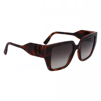 KARL LAGERFELD KL6098SN-240 Gafas de sol cuadradas de acetato para mujer - Montura marrón habana, lente marrón degradada - 52/19/140 mm