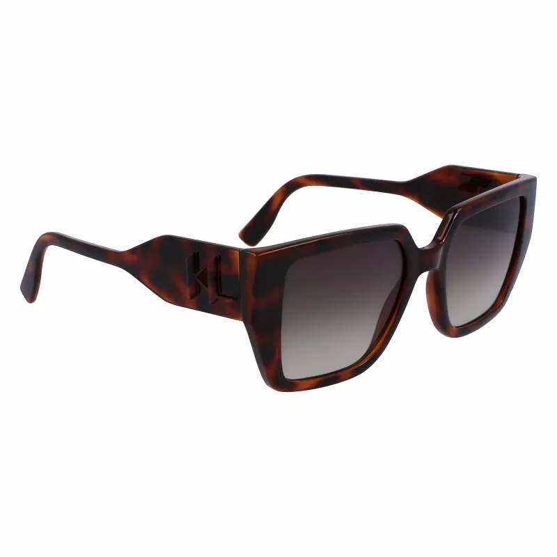 KARL LAGERFELD KL6098SN-240 Gafas de sol cuadradas de acetato para mujer - Montura marrón habana, lente marrón degradada - 52/19/140 mm