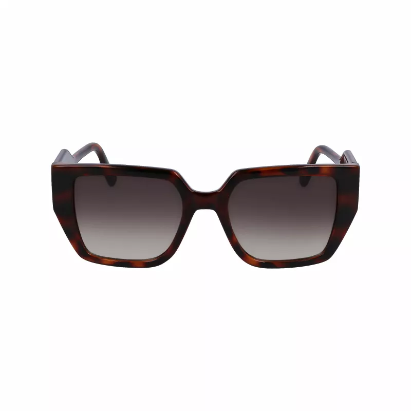 KARL LAGERFELD KL6098SN-240 Gafas de sol cuadradas de acetato para mujer - Montura marrón habana, lente marrón degradada - 52/19/140 mm