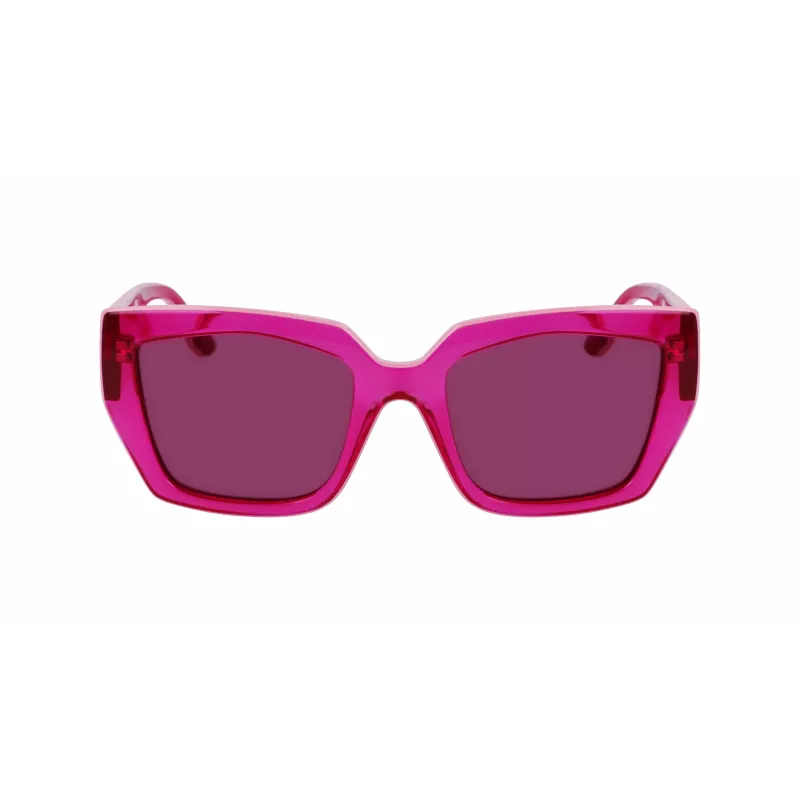 KARL LAGERFELD KL6143S-650 Gafas de sol de mujer cuadradas de acetato - Red Havana, lente Brown Gradient 53/20/145 mm