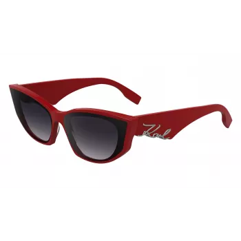 KARL LAGERFELD KL6162S-600 Gafas de sol mujer Butterfly - Montura de acetato roja/burdeos, lentes degradadas marrones, 64/14/140 mm