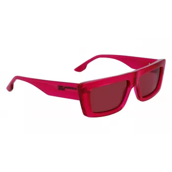 KARL LAGERFELD KLJ6147S Gafas de sol unisex cuadradas - Montura de acetato negra, lentes de policarbonato grises, 56 mm