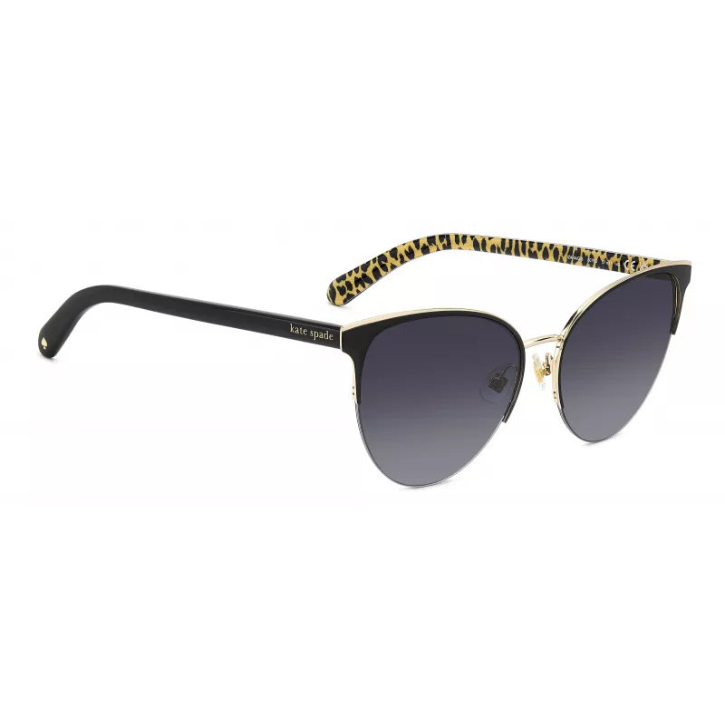 KATE SPADE Gafas de sol mujer Izara cat eye IZARAGS807F79 - Montura de acetato negra, lentes de policarbonato grises, 57 mm