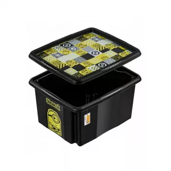 keeeper Caja con tapa 15L Karolina “Minions Mosaic” 38x29,5x20,5cm negra