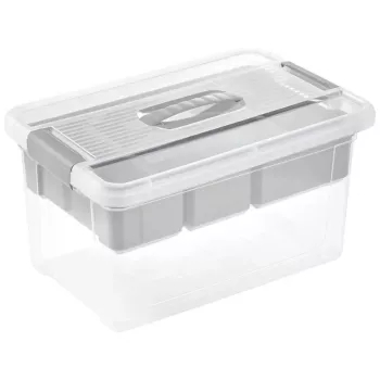 keeeper Caja con tapa y organizador Henri 29x41x20 cm 16 L Gris claro/Transparente