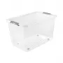 keeeper Caja con tapa sobre ruedas clipbox Leo 59x38x35,5cm 56L Transparente