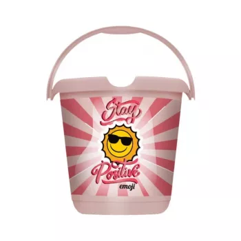 keeeper Cubo Deco 10L Ilvie Emoji Stay Positive, Rosa nórdico, Redondo, PP, Ø30x28 cm