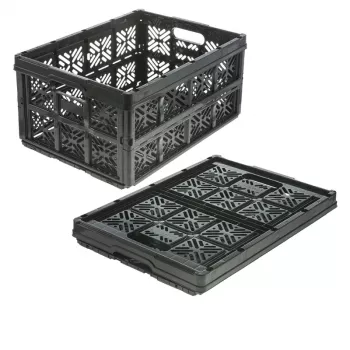 keeeper Caja plegable ida, 32 L, negra, carga máx. 16 kg, 48 x 35 x 23 cm
