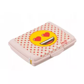 keeeper Recipiente de almacenamiento deco-click-box mini 0,5L Carla Emoji Hearts 17x13x3,5cm Rosa