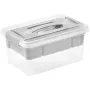 keeeper Caja de almacenamiento Henri con tapa y organizador, 5 L, Gris claro/Transparente, 29 x 19 x 14 cm