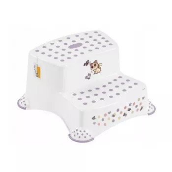 keeeper kids Taburete de dos escalones Igor Cats, blanco con motivo de gatos, 40x37x21 cm, carga máx. 120 kg, patas antideslizantes