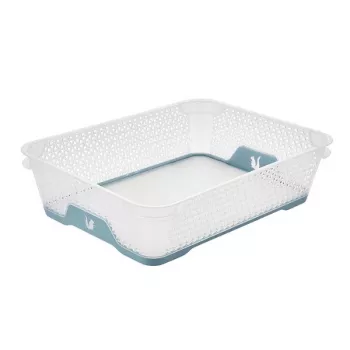keeeper cesta mini A5 Jonas con base antideslizante, transparente/azul, 26,5 x 20 x 7 cm