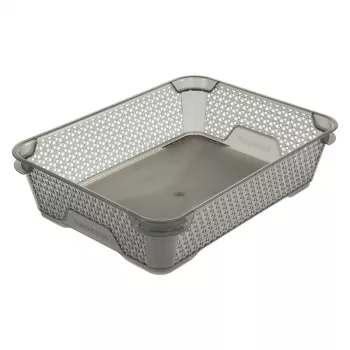 keeeper mirko cesta de almacenamiento A5, gris cristal transparente, apilable, 26,5 x 20 x 7 cm