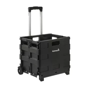 keeeper Carro de compra plegable Olli 45L Negro, capacidad de carga 25 kg, asa telescópica, estructura de aluminio