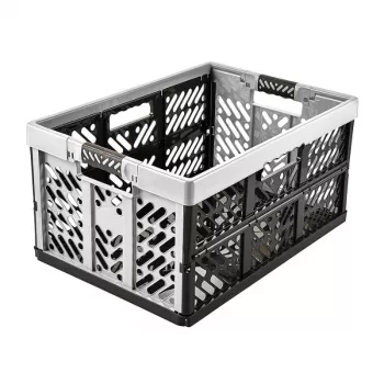 keeeper Caja plegable profesional ben, 45 L, Light Silver – Capacidad de carga 50 kg, plegable y apilable, caja de almacenamiento que ahorra espacio con asas Soft-Grip, PP/TPE, 54 x 37 x 28 cm