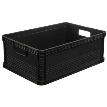 keeeper Robert caja de transporte 45L grafito, carga 30kg, 60x40x22cm, contenedor euro apilable con tapa