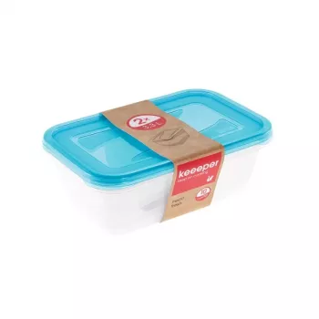 keeeper Set de 2 recipientes rectangulares 3,3L Fredo Fresh Transparente/Azul claro