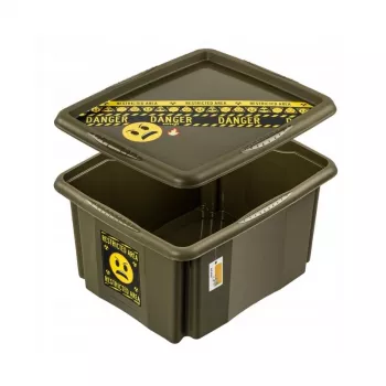 keeeper Caja de almacenamiento con tapa 24L Karolina “Emoji Danger” Oliva 42,5x35,5x22,5cm