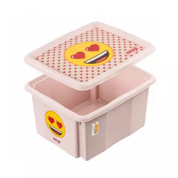 keeeper Caja de almacenamiento con tapa 24L Karolina “Emoji Hearts” 42,5x35,5x22,5 cm Rosa