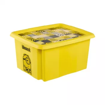 keeeper Caja de almacenamiento con tapa 24L Karolina Minions Mosaik, 42,5 x 35,5 x 22,5 cm, Amarilla