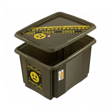 keeeper Caja de almacenamiento con tapa 30L Karolina “Emoji Danger” 45x35x27cm Oliva