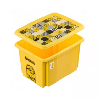 keeeper Caja de almacenamiento con tapa 30L Karolina “Minions Mosaik” 45x35x27cm Amarilla
